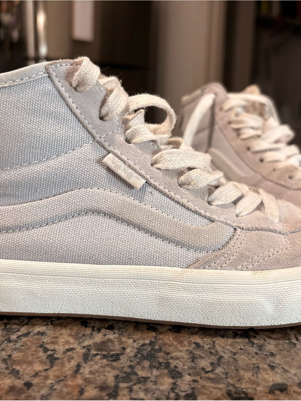 Vans High-Top Sneakers in Light Gray and White